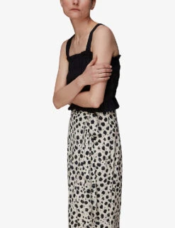 Whistles Dalmation-print Pleated Woven Midi Skirt 7 Whistles Dalmation-print Pleated Woven Midi Skirt -The Fashion Shop R03972866 BLACK ALT02