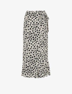 Whistles Dalmation-print Pleated Woven Midi Skirt