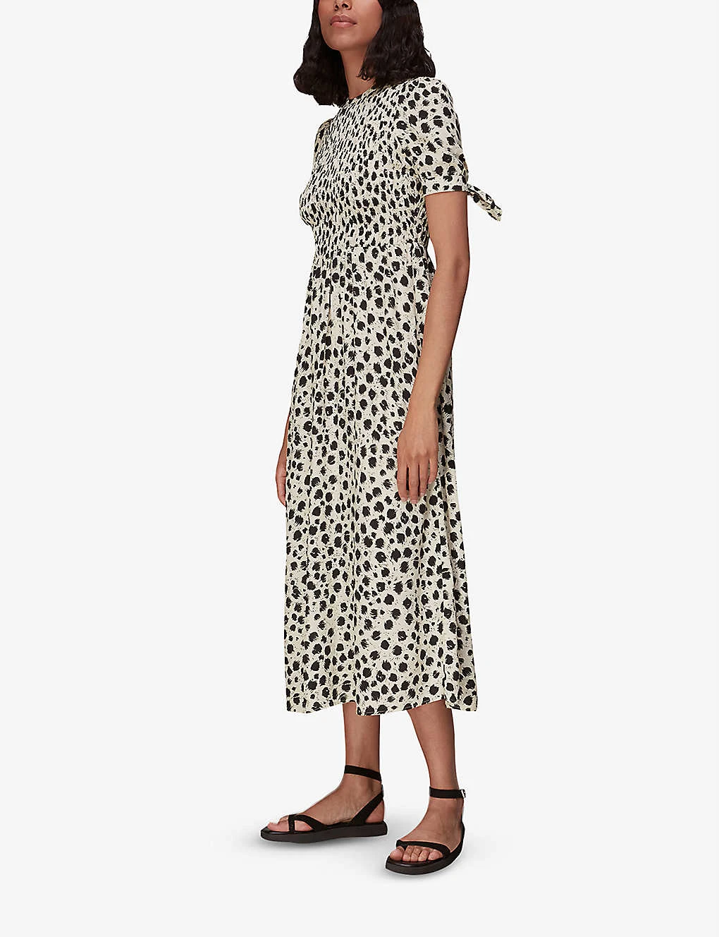 Whistles Animal-print Shirred Woven Midi Dress 2 Whistles Animal-print Shirred Woven Midi Dress - Image 2