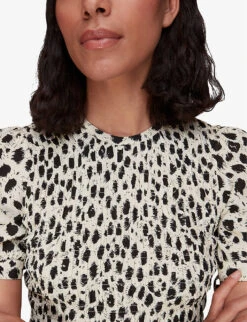 Whistles Animal-print Shirred Woven Midi Dress 7 Whistles Animal-print Shirred Woven Midi Dress -The Fashion Shop R03972868 BLACK ALT02