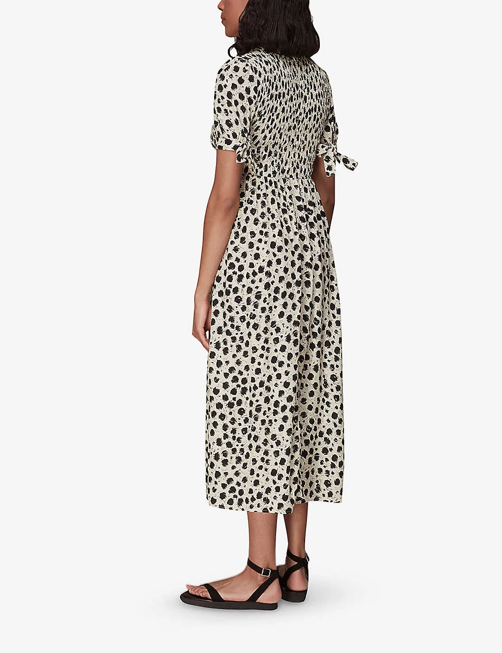 Whistles Animal-print Shirred Woven Midi Dress 4 Whistles Animal-print Shirred Woven Midi Dress - Image 4
