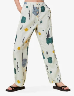 Whistles Aida Abstract-print Woven Trousers 7 Whistles Aida Abstract-print Woven Trousers -The Fashion Shop R03974342 MULTICOLOURED ALT02