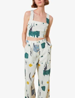 Whistles Aida Abstract-print Woven Trousers 9 Whistles Aida Abstract-print Woven Trousers -The Fashion Shop R03974342 MULTICOLOURED ALT04