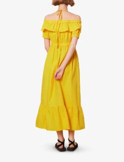 Whistles Serena Bardot Halter-neck Cotton Maxi Dress 7 Whistles Serena Bardot Halter-neck Cotton Maxi Dress -The Fashion Shop R03974351 YELLOW ALT03
