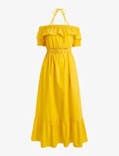 Whistles Serena Bardot Halter-neck Cotton Maxi Dress