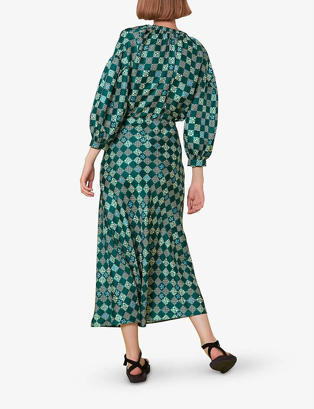 Whistles Checkerboard-print Bias-cut Silk Midi Skirt 4 Whistles Checkerboard-print Bias-cut Silk Midi Skirt - Image 4