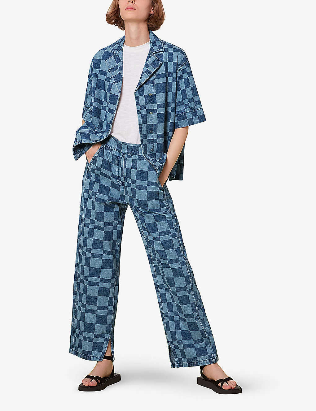 Whistles Billie Checkerboard Denim Shirt 2 Whistles Billie Checkerboard Denim Shirt - Image 2