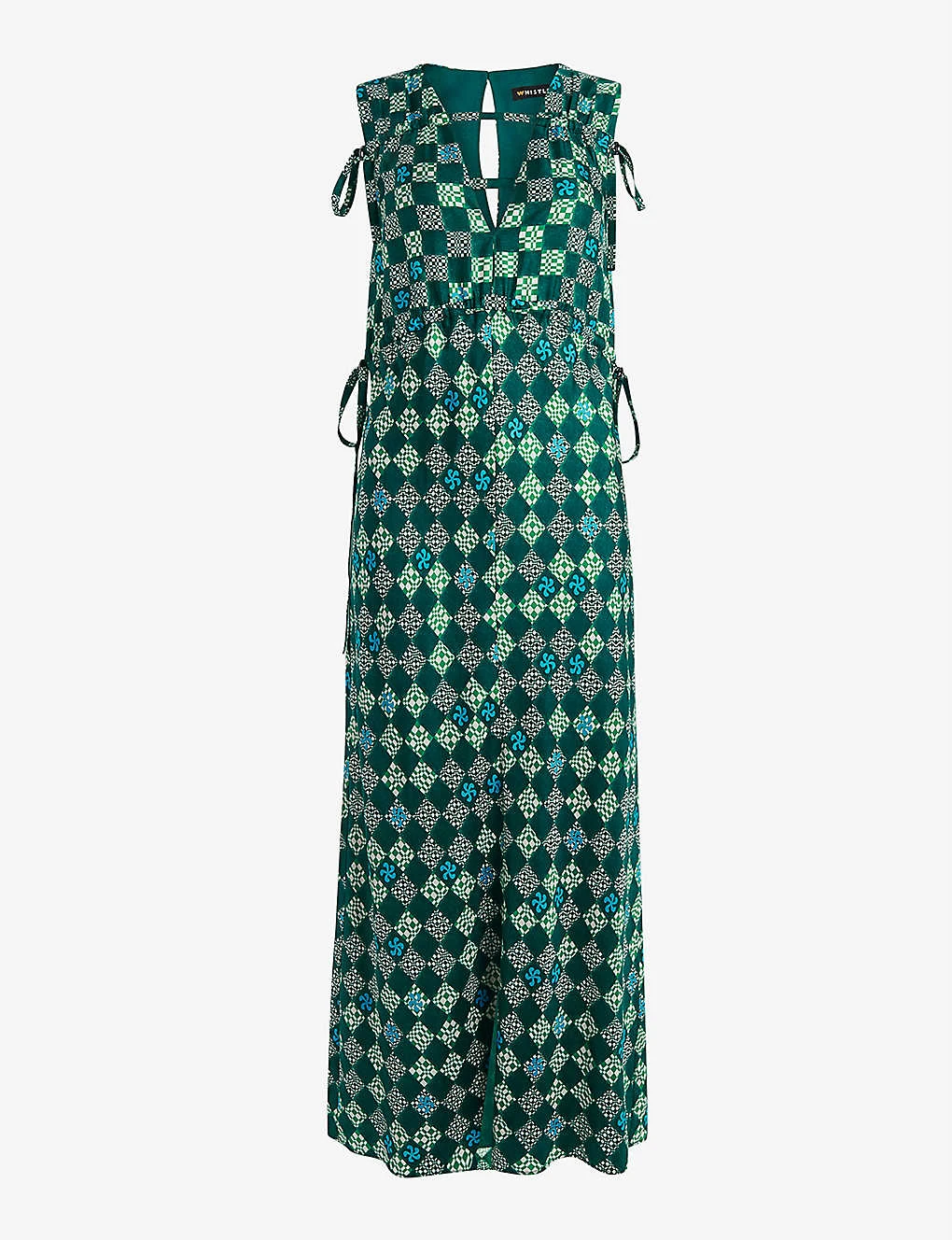 Whistles Checkerboard V-neck Adjustable-waist Silk Midi Dress 1 Whistles Checkerboard V-neck Adjustable-waist Silk Midi Dress