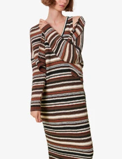 Whistles Willow Striped Cotton-blend Dress -The Fashion Shop R03974357 MULTICOLOURED ALT04