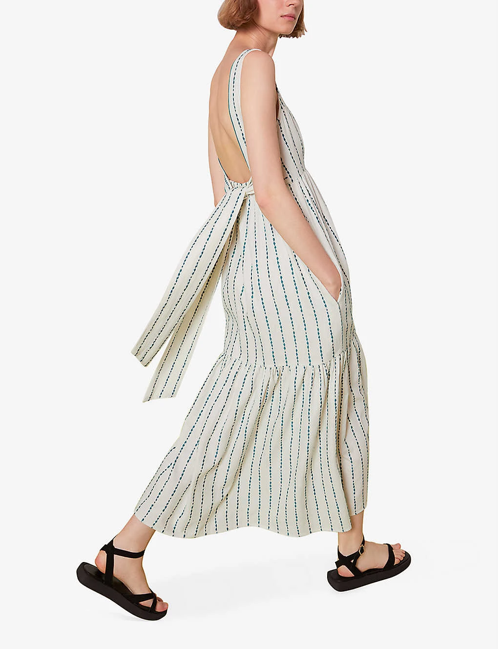 Whistles Marin Embroidered Cotton Midi Dress 3 Whistles Marin Embroidered Cotton Midi Dress - Image 3