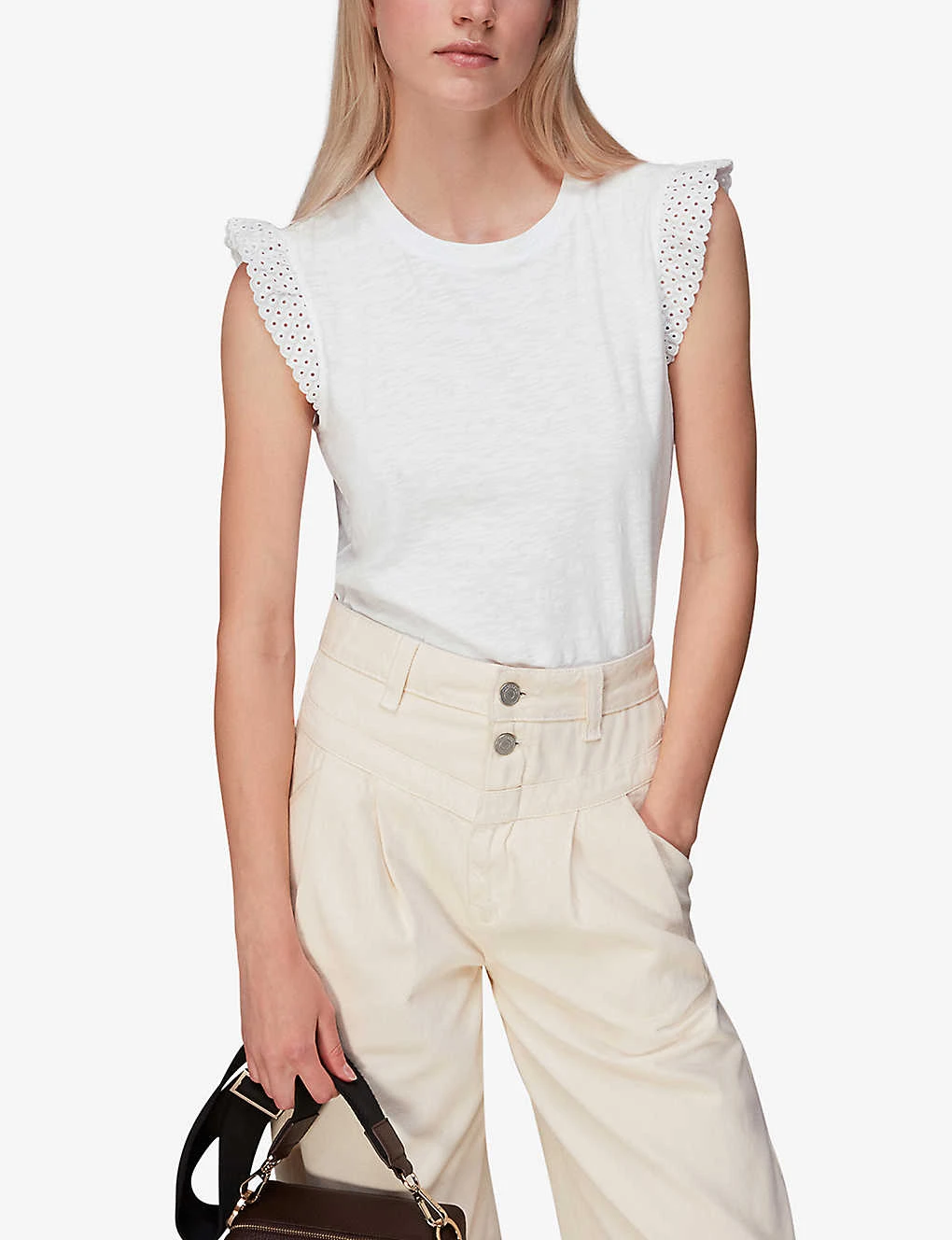 Whistles Broderie Frill-sleeve Cotton Top 3 Whistles Broderie Frill-sleeve Cotton Top - Image 3
