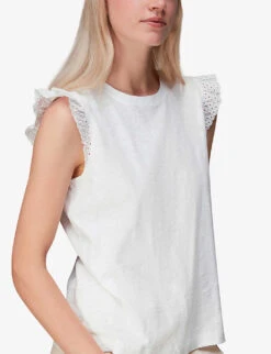 Whistles Broderie Frill-sleeve Cotton Top 10 Whistles Broderie Frill-sleeve Cotton Top -The Fashion Shop R03975836 WHITE ALT04