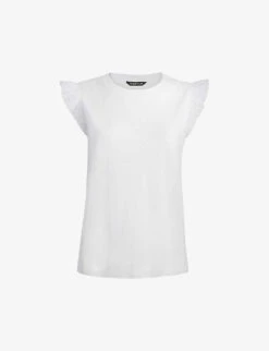 Whistles Broderie Frill-sleeve Cotton Top