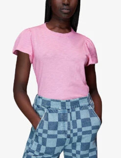 Whistles Frill Sleeve-detail Cotton-jersey T-shirt 7 Whistles Frill Sleeve-detail Cotton-jersey T-shirt -The Fashion Shop R03975838 PINK ALT02