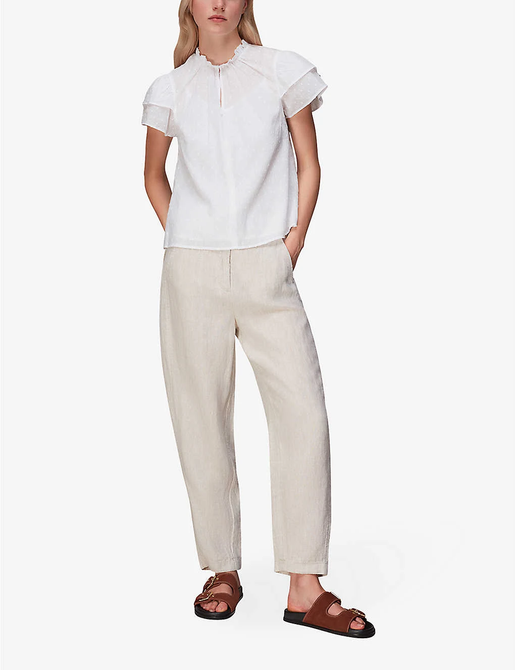 Whistles Dobby Textured Cotton Blouse 2 Whistles Dobby Textured Cotton Blouse - Image 2