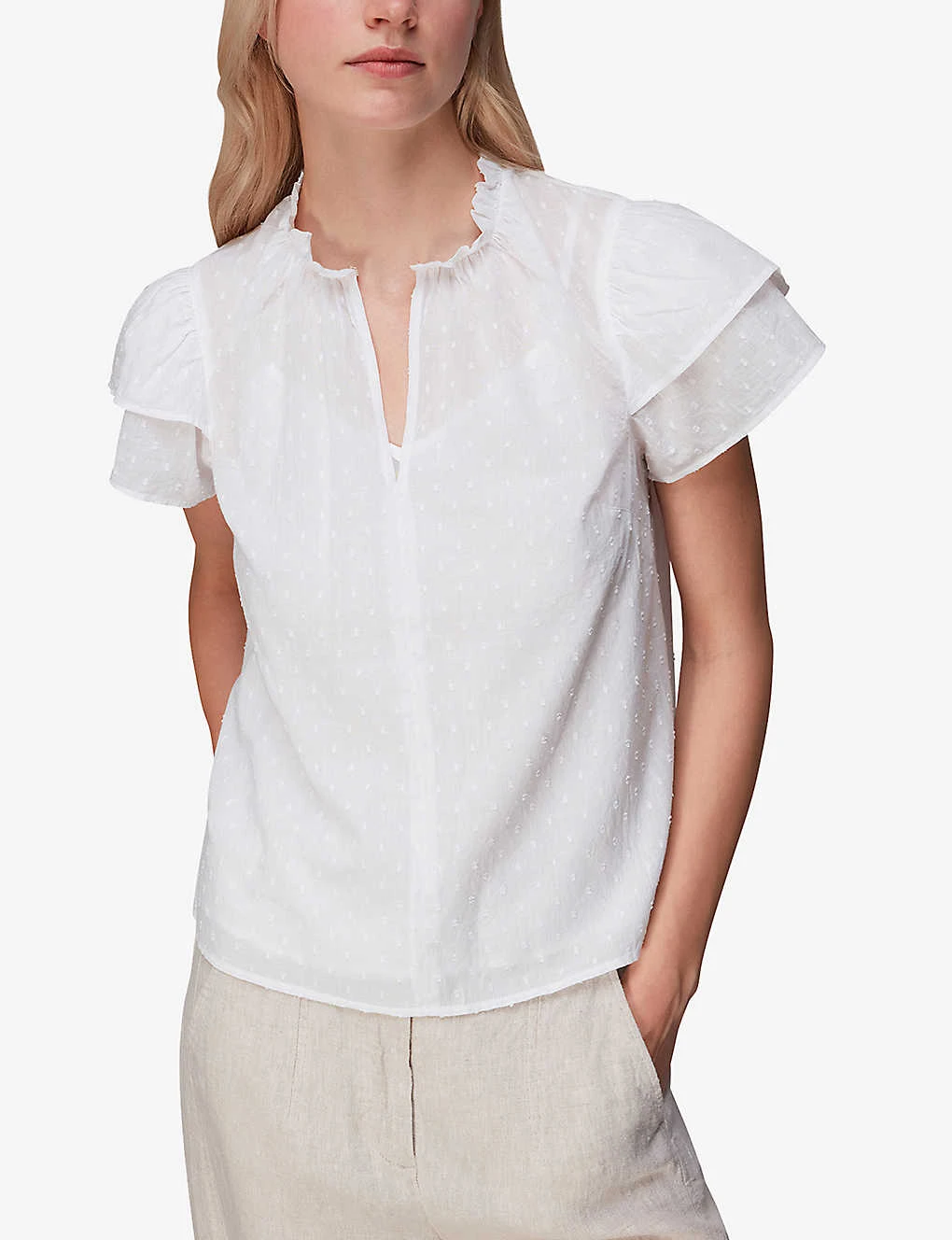 Whistles Dobby Textured Cotton Blouse 3 Whistles Dobby Textured Cotton Blouse - Image 3