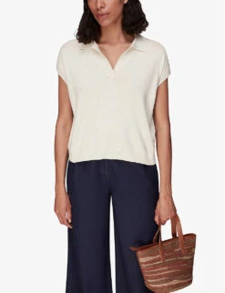 Whistles Lyla Knitted Cotton And Recycled Polyester-blend Polo 7 Whistles Lyla Knitted Cotton And Recycled Polyester-blend Polo -The Fashion Shop R03978359 CREAM ALT02