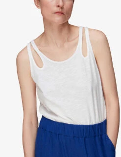 Whistles Raven Double-strap Organic Cotton Vest Top 7 Whistles Raven Double-strap Organic Cotton Vest Top -The Fashion Shop R03978361 WHITE ALT02