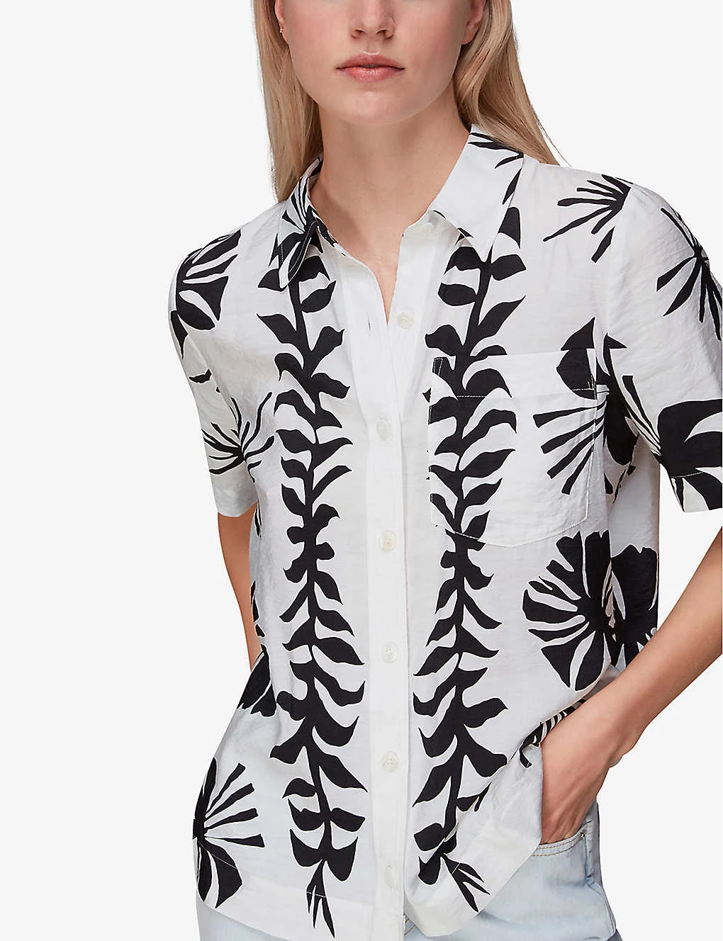 Whistles Graphic Print Ramie-blend Bowling Shirt 3 Whistles Graphic Print Ramie-blend Bowling Shirt - Image 3