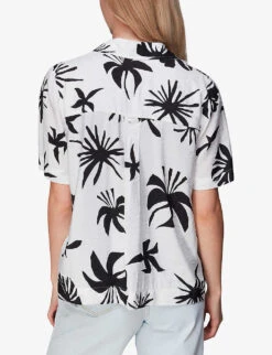 Whistles Graphic Print Ramie-blend Bowling Shirt 9 Whistles Graphic Print Ramie-blend Bowling Shirt -The Fashion Shop R03978363 BLACK ALT03