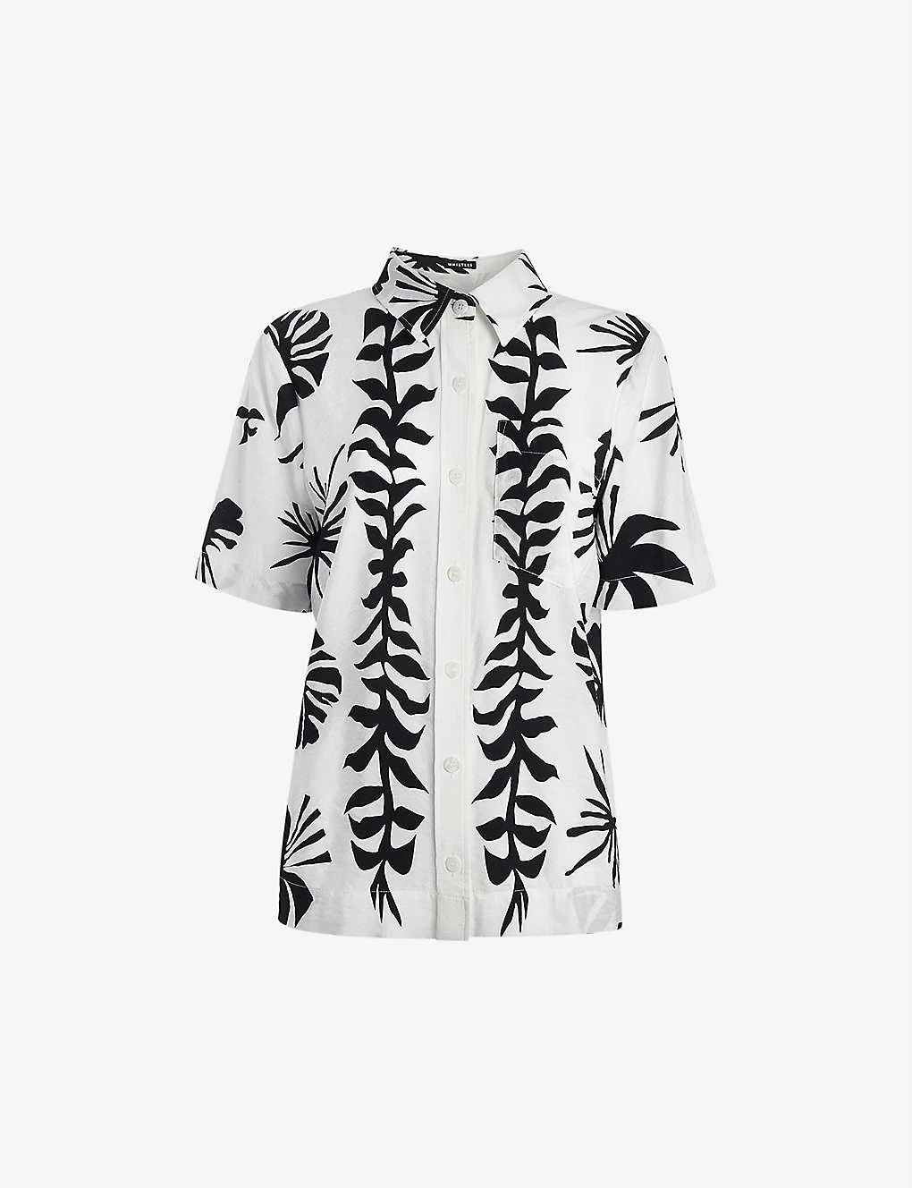 Whistles Graphic Print Ramie-blend Bowling Shirt 1 Whistles Graphic Print Ramie-blend Bowling Shirt