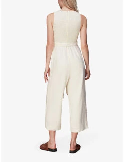 Whistles Shirred Wide-leg Linen-blend Jumpsuit 9 Whistles Shirred Wide-leg Linen-blend Jumpsuit -The Fashion Shop R03978364 CREAM ALT03