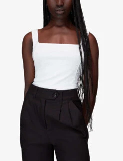 Whistles Square-neck Ribbed Cotton Vest Top 7 Whistles Square-neck Ribbed Cotton Vest Top -The Fashion Shop R03978369 WHITE ALT02