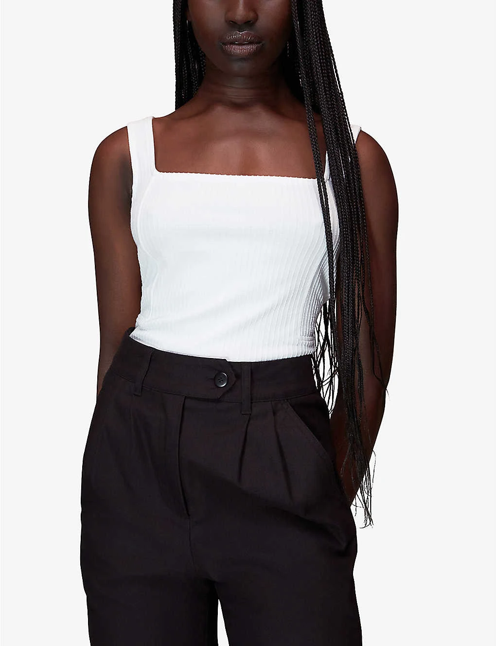 Whistles Square-neck Ribbed Cotton Vest Top 3 Whistles Square-neck Ribbed Cotton Vest Top - Image 3