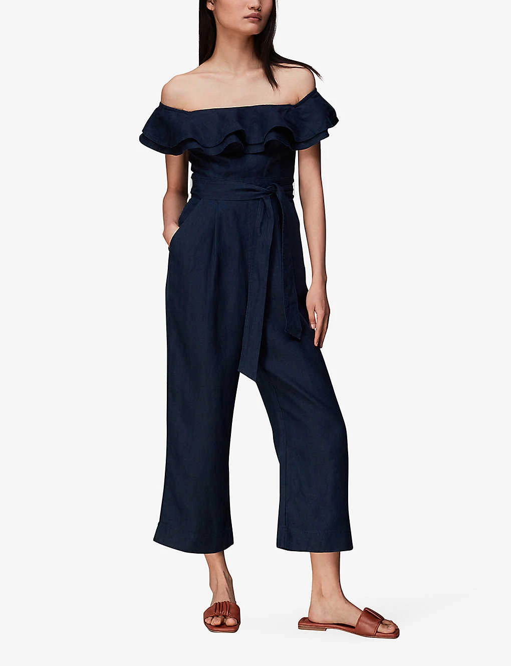 Whistles Tabi Off-shoulder Linen Jumpsuirt 2 Whistles Tabi Off-shoulder Linen Jumpsuirt - Image 2