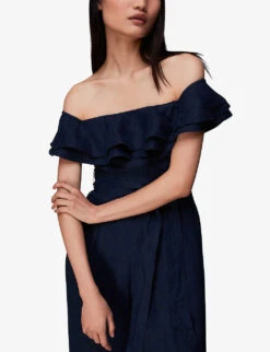 Whistles Tabi Off-shoulder Linen Jumpsuirt 8 Whistles Tabi Off-shoulder Linen Jumpsuirt -The Fashion Shop R03978842 NAVY ALT02