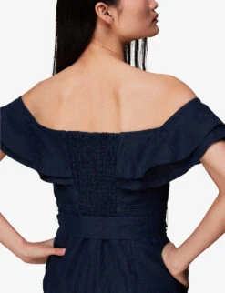 Whistles Tabi Off-shoulder Linen Jumpsuirt 9 Whistles Tabi Off-shoulder Linen Jumpsuirt -The Fashion Shop R03978842 NAVY ALT03
