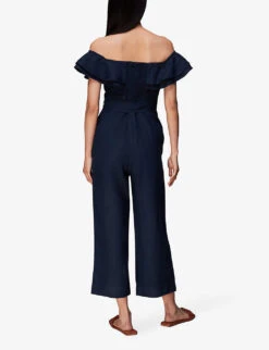 Whistles Tabi Off-shoulder Linen Jumpsuirt 10 Whistles Tabi Off-shoulder Linen Jumpsuirt -The Fashion Shop R03978842 NAVY ALT04