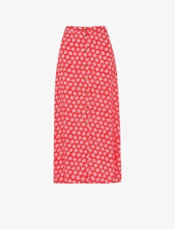 Whistles Daisy Floral-print Woven Midi Skirt