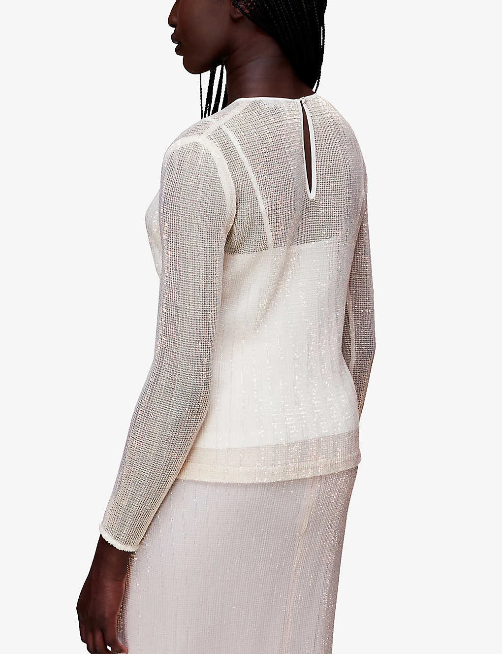 Whistles Sarai Sequined Recycled-polyester Top 4 Whistles Sarai Sequined Recycled-polyester Top - Image 4