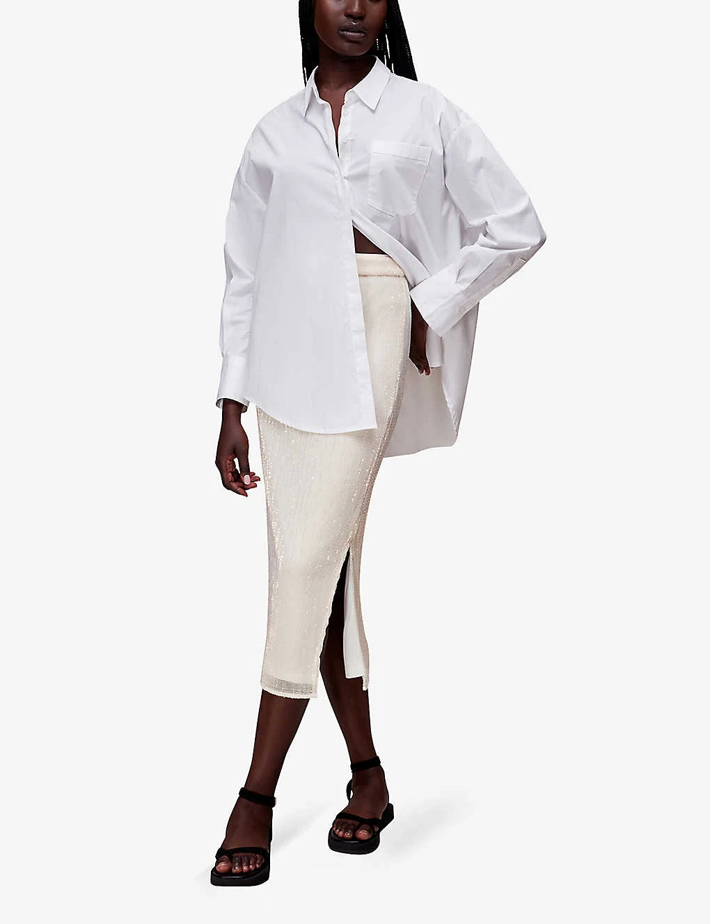 Whistles Sadie Sequined Recycled-polyester Midi Skirt 2 Whistles Sadie Sequined Recycled-polyester Midi Skirt - Image 2