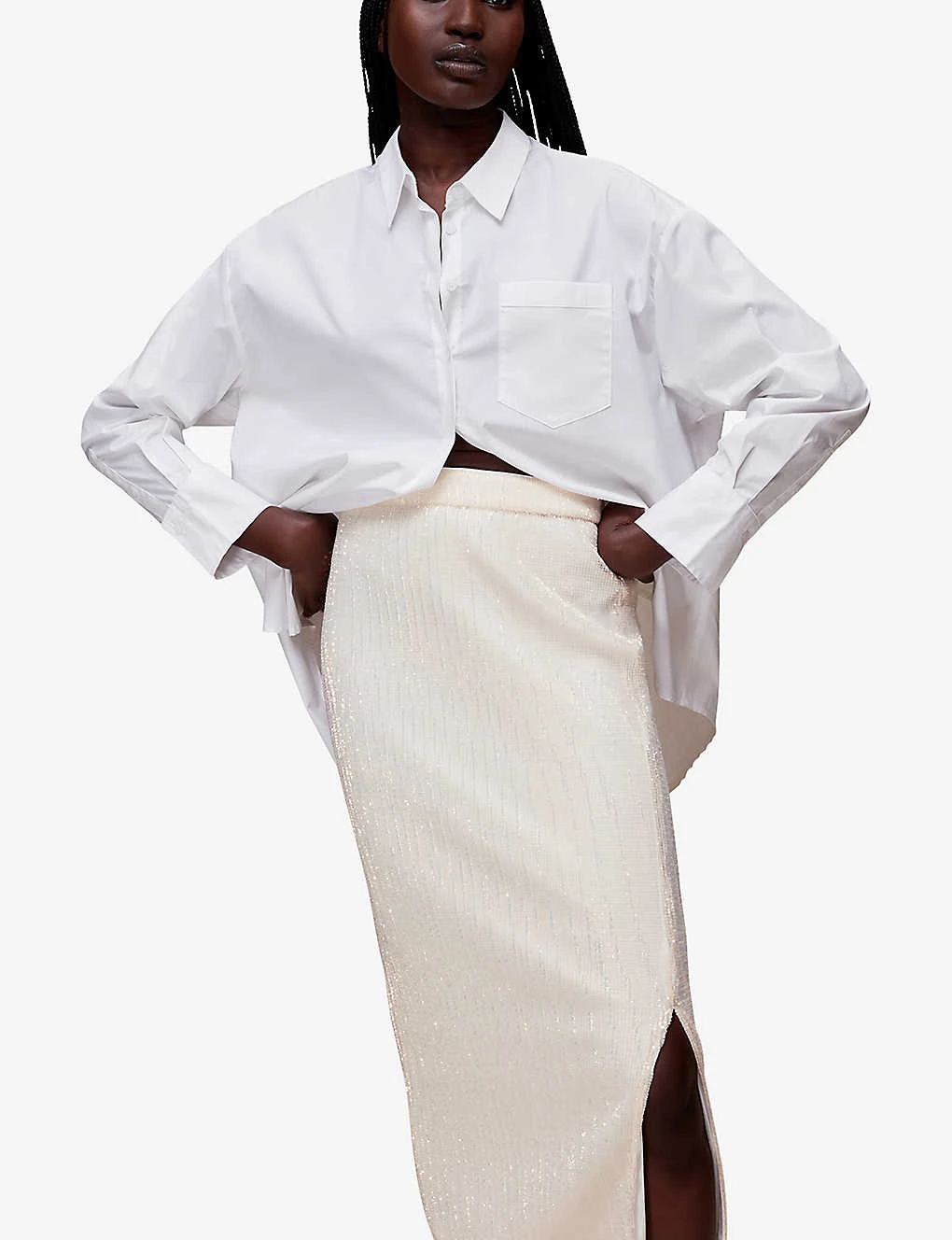 Whistles Sadie Sequined Recycled-polyester Midi Skirt 3 Whistles Sadie Sequined Recycled-polyester Midi Skirt - Image 3