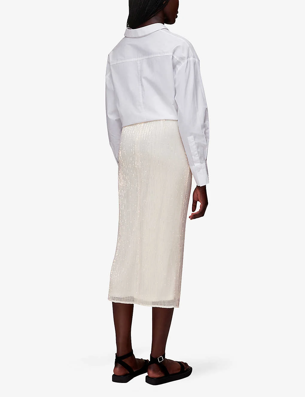 Whistles Sadie Sequined Recycled-polyester Midi Skirt 4 Whistles Sadie Sequined Recycled-polyester Midi Skirt - Image 4