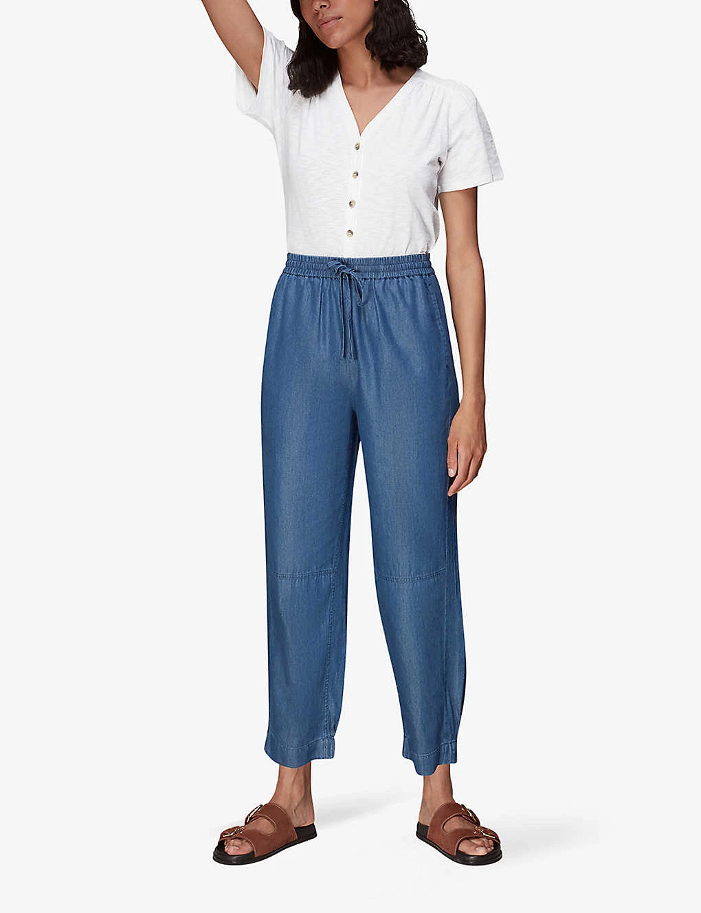 Whistles Maeve Buttoned Cotton-jersey T-shirt 2 Whistles Maeve Buttoned Cotton-jersey T-shirt - Image 2