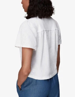 Whistles Maeve Buttoned Cotton-jersey T-shirt 8 Whistles Maeve Buttoned Cotton-jersey T-shirt -The Fashion Shop R03983237 WHITE ALT03