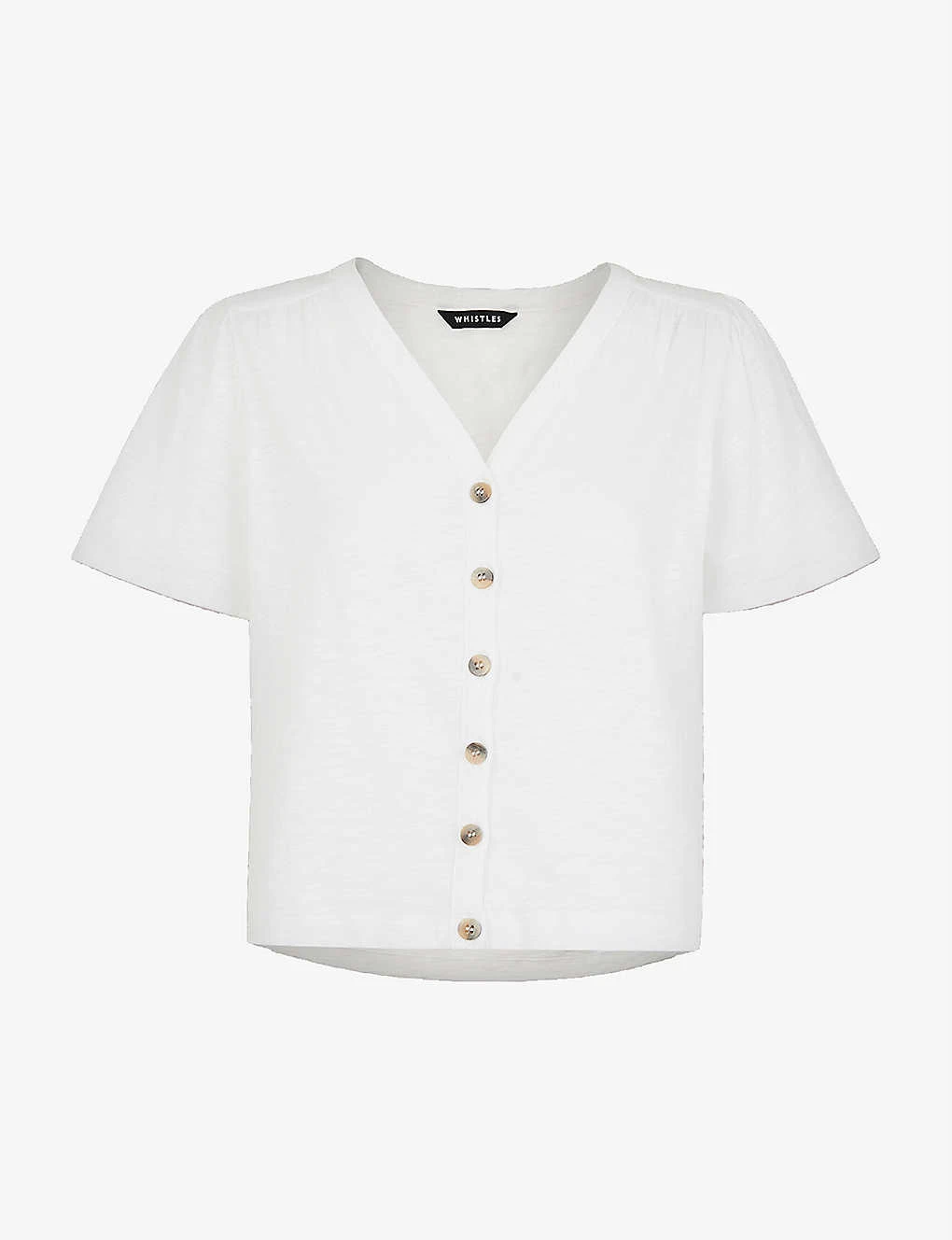 Whistles Maeve Buttoned Cotton-jersey T-shirt 1 Whistles Maeve Buttoned Cotton-jersey T-shirt