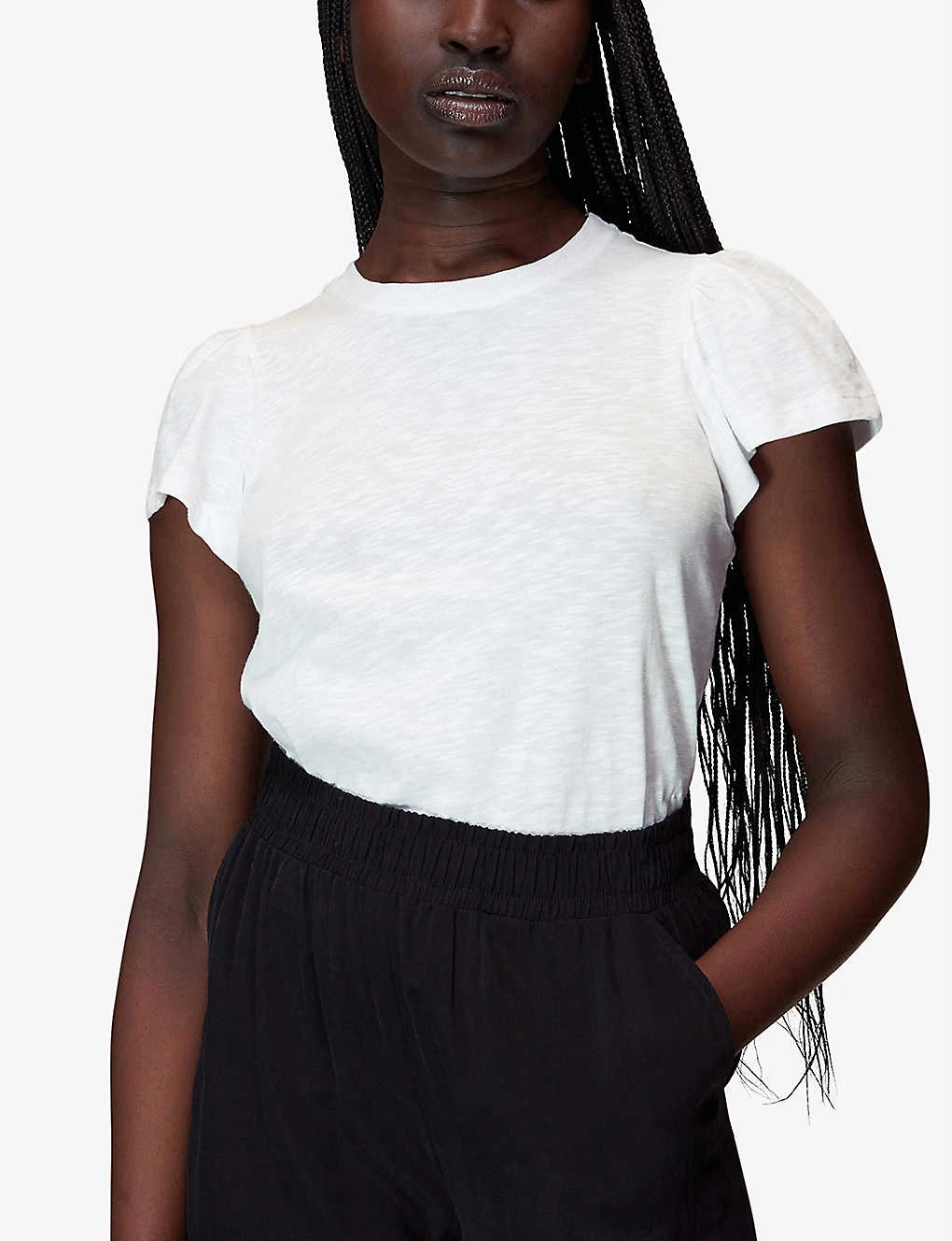 Whistles Round-neck Frilled-sleeve Cotton T-shirt 3 Whistles Round-neck Frilled-sleeve Cotton T-shirt - Image 3