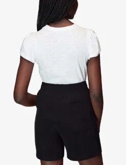 Whistles Round-neck Frilled-sleeve Cotton T-shirt 8 Whistles Round-neck Frilled-sleeve Cotton T-shirt -The Fashion Shop R03983239 WHITE ALT03