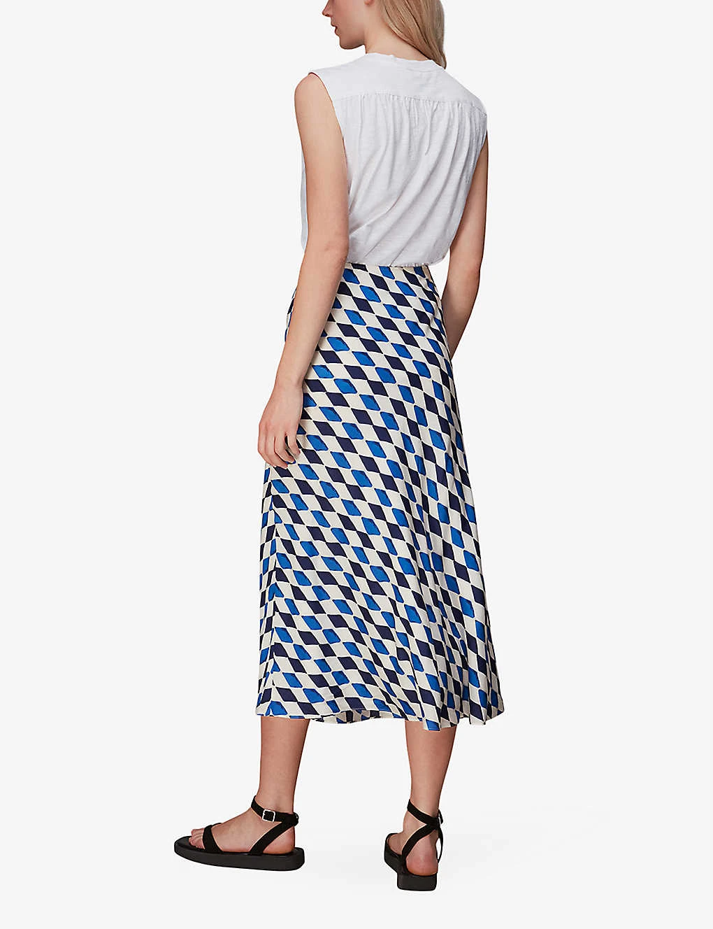 Whistles Diamond-print Bias Cut Woven Midi Skirt 4 Whistles Diamond-print Bias Cut Woven Midi Skirt - Image 4