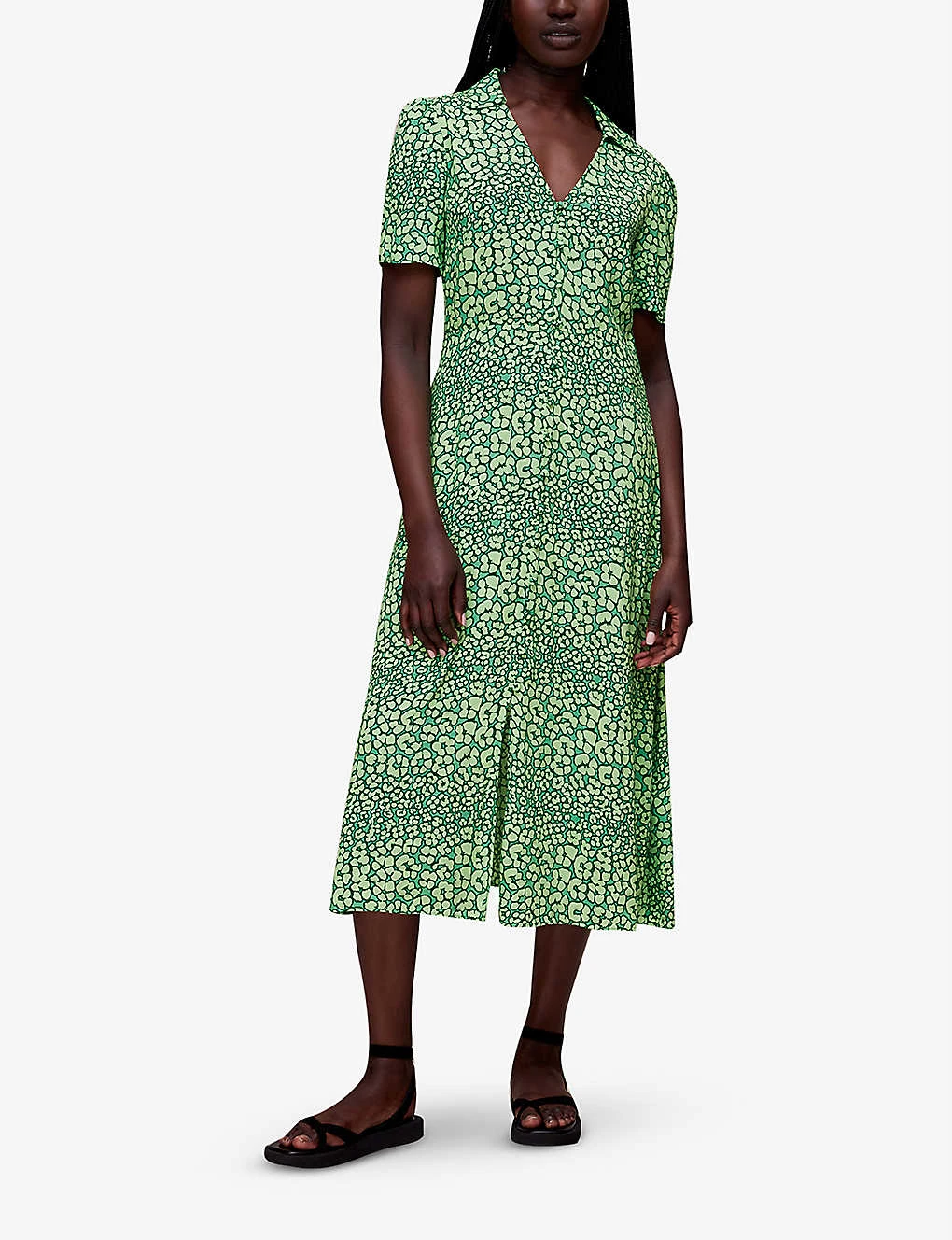 Whistles Leopard Petals Leopard-print Woven Midi Dress 2 Whistles Leopard Petals Leopard-print Woven Midi Dress - Image 2