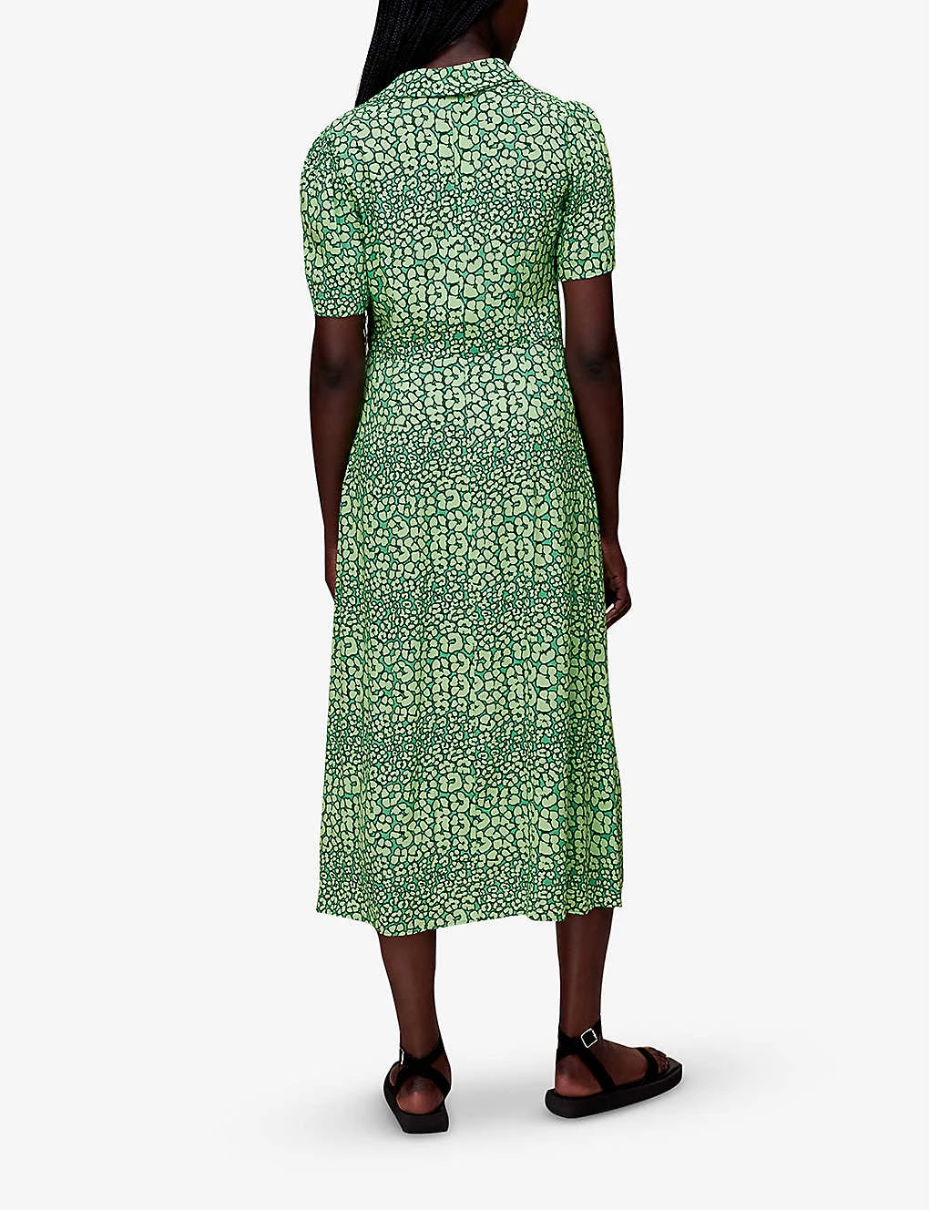 Whistles Leopard Petals Leopard-print Woven Midi Dress 4 Whistles Leopard Petals Leopard-print Woven Midi Dress - Image 4