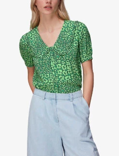 Whistles Leopard Petals Leopard-print Woven Top 7 Whistles Leopard Petals Leopard-print Woven Top -The Fashion Shop R03991099 MULTICOLOURED ALT02