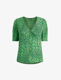 Whistles Leopard Petals Leopard-print Woven Top
