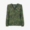 Whistles Fluro Animal Leopard-print Woven Top