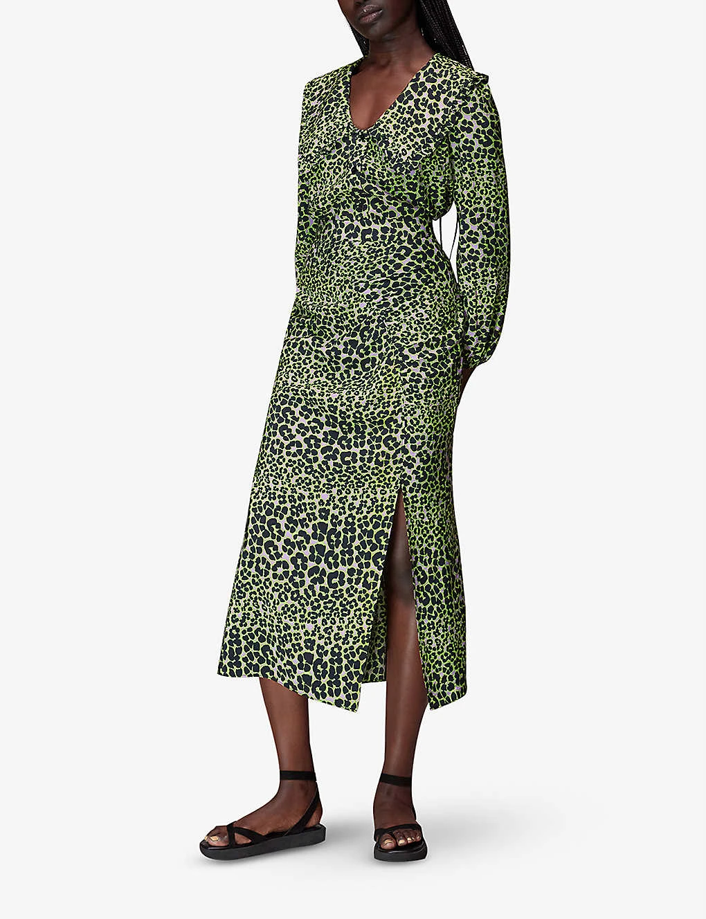 Whistles Fluro Animal Ruched Midi Skirt 2 Whistles Fluro Animal Ruched Midi Skirt - Image 2