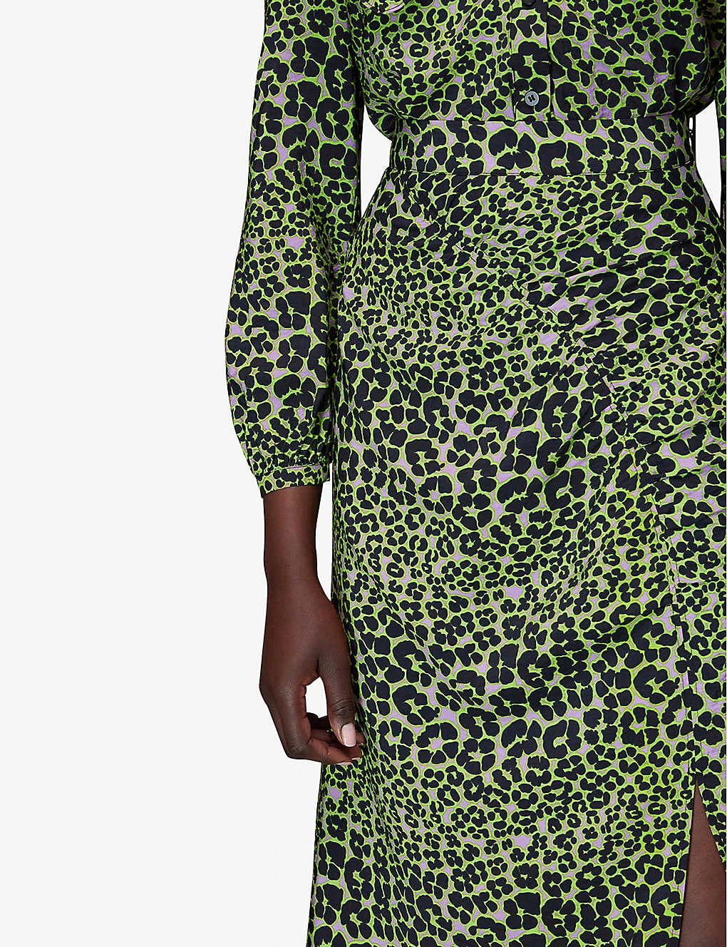 Whistles Fluro Animal Ruched Midi Skirt 5 Whistles Fluro Animal Ruched Midi Skirt - Image 5